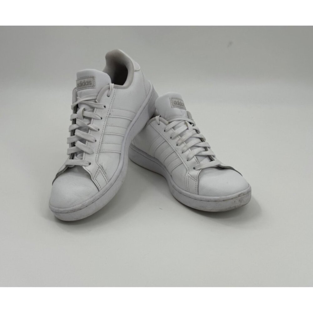 Adidas Grand Court White Leather Sneakers Mens Sz 9 Lace-Up Casual Shoes
